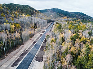 Aerial view road shore