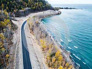 Aerial view road shore