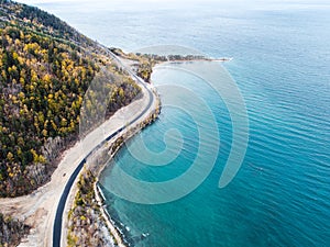 Aerial view road shore