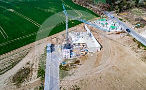 Aerial view of road streets new development area for real estate hme building construction germany