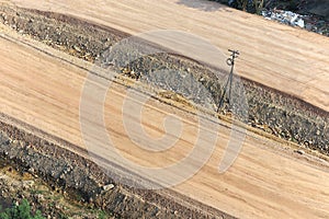 Aerial view of road under construction