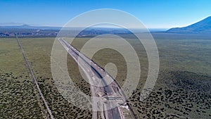 Aerial view of road under construction in the field