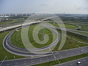 Aerial view on roads junction