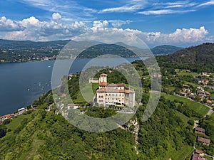 Aerial view of the Rocca the Angera fortress