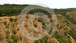 Aerial view of rock formation Stob pyramids,Bulgaria