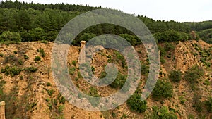 Aerial view of rock formation Stob pyramids,Bulgaria