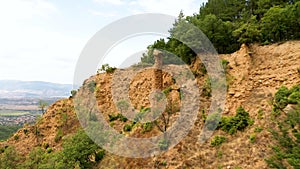 Aerial view of rock formation Stob pyramids,Bulgaria