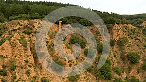 Aerial view of rock formation Stob pyramids,Bulgaria