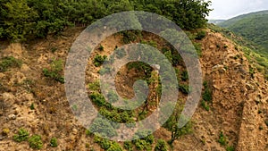 Aerial view of rock formation Stob pyramids,Bulgaria