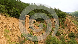 Aerial view of rock formation Stob pyramids,Bulgaria