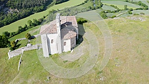 Aerial view of the Rock of the Hermitage in the province of Burgos, Spain.