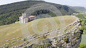 Aerial view of the Rock of the Hermitage in the province of Burgos, Spain.