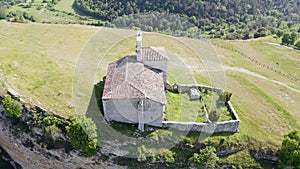 Aerial view of the Rock of the Hermitage in the province of Burgos, Spain.