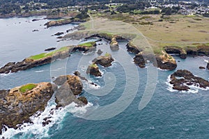 Aerial View of Rocky Coastline in Mendocino, Northern California