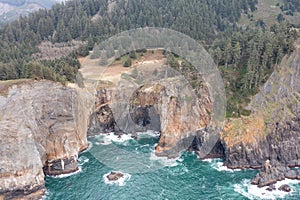 Aerial View of Rocky Shoreline in Northern Oregon photo