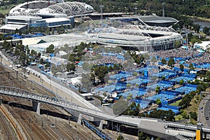 Aerial view of the Rod Laver Tennis Complex