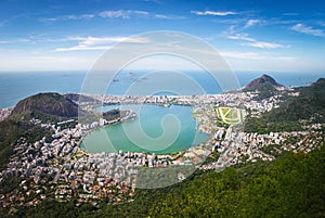 Aerial view of Rodrigo de Freitas Lagoon and Two Brothers Hill - Rio de Janeiro, Brazil photo