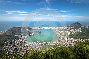 Aerial view of Rodrigo de Freitas Lagoon and Two Brothers Hill - Rio de Janeiro, Brazil photo