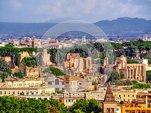 Aerial view of the Roman Forum, Rome, Italy