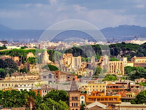 Aerial view of the Roman Forum, Rome, Italy