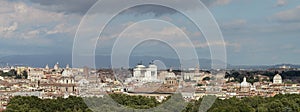 Aerial view of Rome and Castel Sant`Angelo from Gianicolo hill