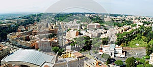 Aerial view of Rome city from St Peter Basilica roof