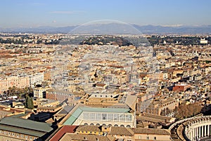 Aerial View of Rome from St. Peter`s Basilica, Rome, Italy