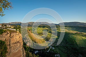 Aerial view of Ronda Valley with Sierra del Oreganal and Sierra Blanquilla Mountains - Ronda, Andalusia, Spain photo