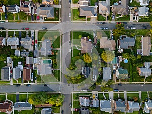 Aerial view of roof houses in small town in the countryside top view above houses at America NJ