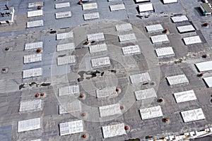 Aerial view of roof of an old industrial factory building