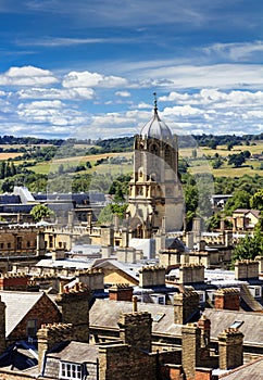 Aerial view of roofs and spires of oxford