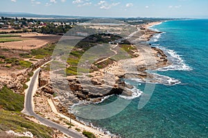 Aerial view of Rosh Hanikra, North Israel. .