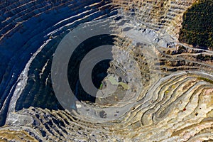 Aerial view of Rosia Poieni open pit copper mine, Romania