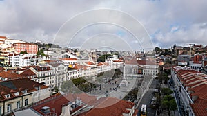 Aerial view of Rossio Square in Lisbon, Portugal