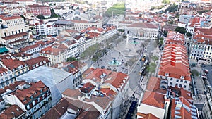 Aerial view of Rossio Square in Lisbon, Portugal