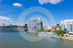 Aerial view of Rostov-on-Don and River Don. Russia