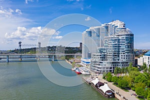 Aerial view of Rostov-on-Don and River Don. Russia