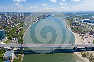 Aerial view of Rostov-on-Don and River Don. Russia