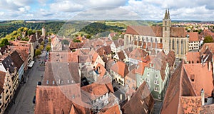 Aerial view of Rothenburg ob der Tauber, Bavaria, Germany