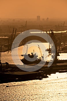 Aerial view of the Rotterdam port at Netherland