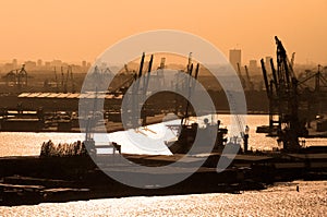 Aerial view of the Rotterdam port at Netherland