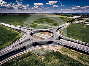 Aerial view of a Roundabout near Ploiesti Romania