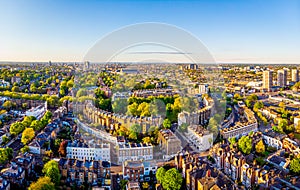 Aerial view of Royal Crescent in the morning, London, UK photo