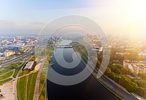 Aerial view Royal Wawel Castle and Gothic Cathedral in Cracow, Poland, with Renaissance Sigismund Chapel with golden