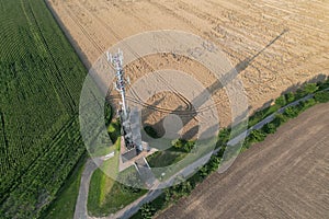 Aerial view of the Rozhledna Romanka observation deck in Hruby Jesenik, Czech republic photo