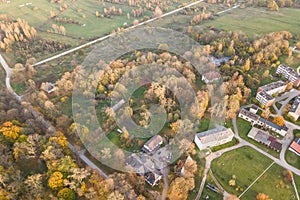 Aerial view of Rudbarzi village in autumn day, Latvia photo