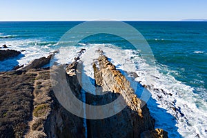 Aerial View of Rugged Coastline in Central California