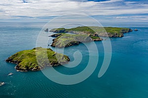 Aerial view of a rugged island