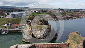 Aerial view ruin of Dunbar Castle, Dunbar, Scotland