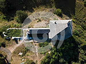 Aerial view of ruined medieval Halych Castle photo